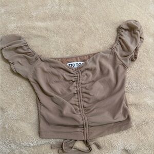 Women's Tan Ruched Top